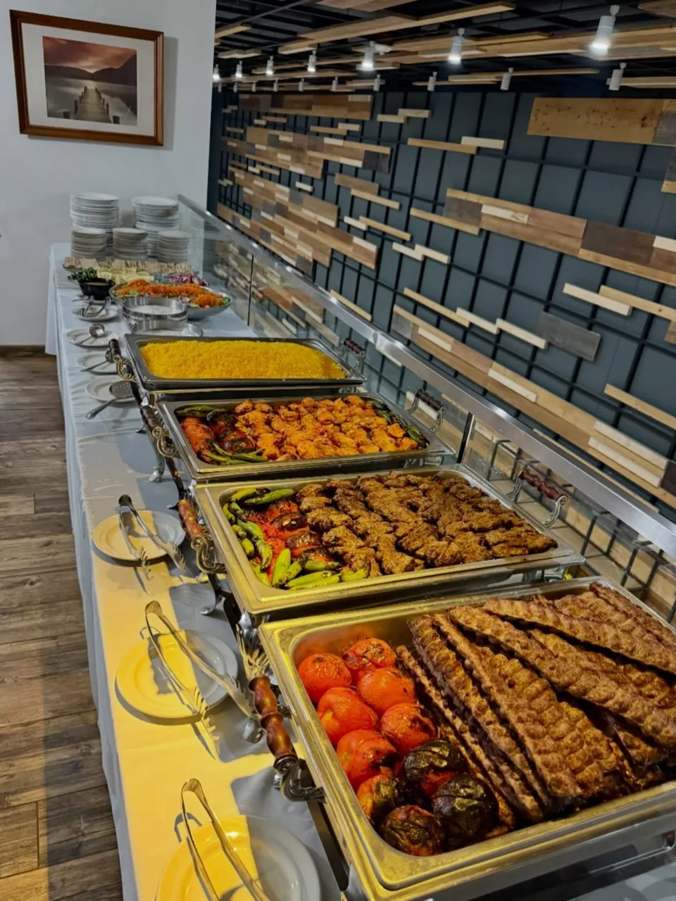 Catering buffet set up in the dining room